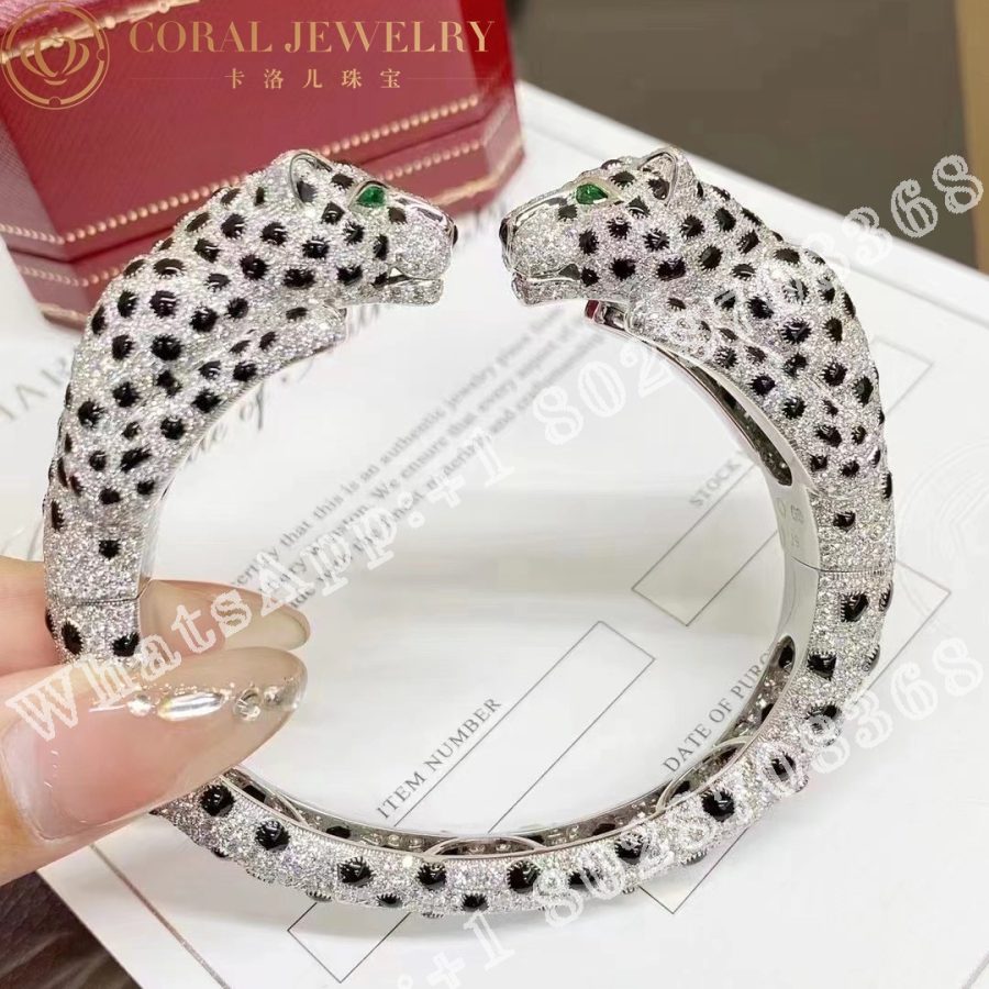 Cartier Panthere Diamond Onyx And Emerald Bangle H6s00077 Coral (4)