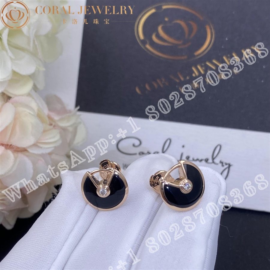 Cartier Amulette De Cartier Earrings Xs Model Onyx Rose Gold B8301239 Coral (3)