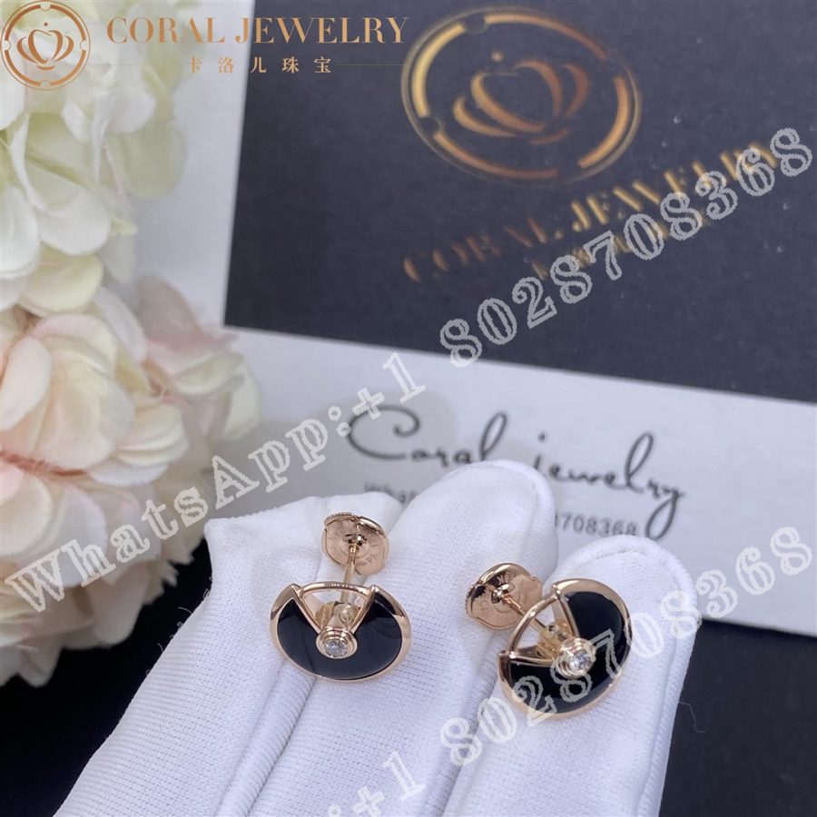 Cartier Amulette De Cartier Earrings Xs Model Onyx Rose Gold B8301239 Coral (4)