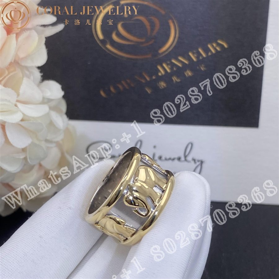 Cartier Walking Elephant Ring Set In 18k Yellow And White Gold Coral (10)