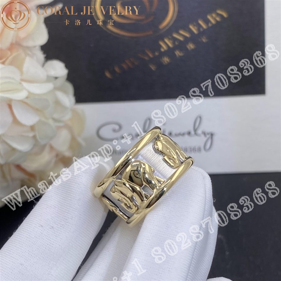 Cartier Walking Elephant Ring Set In 18k Yellow And White Gold Coral (3)