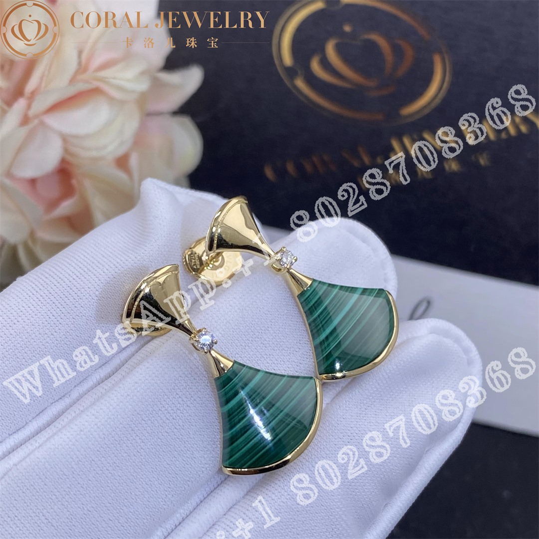 Bulgari Divas Dream Earrings Yellow Gold Diamonds With Malachite Ref 358128 Coral (1)