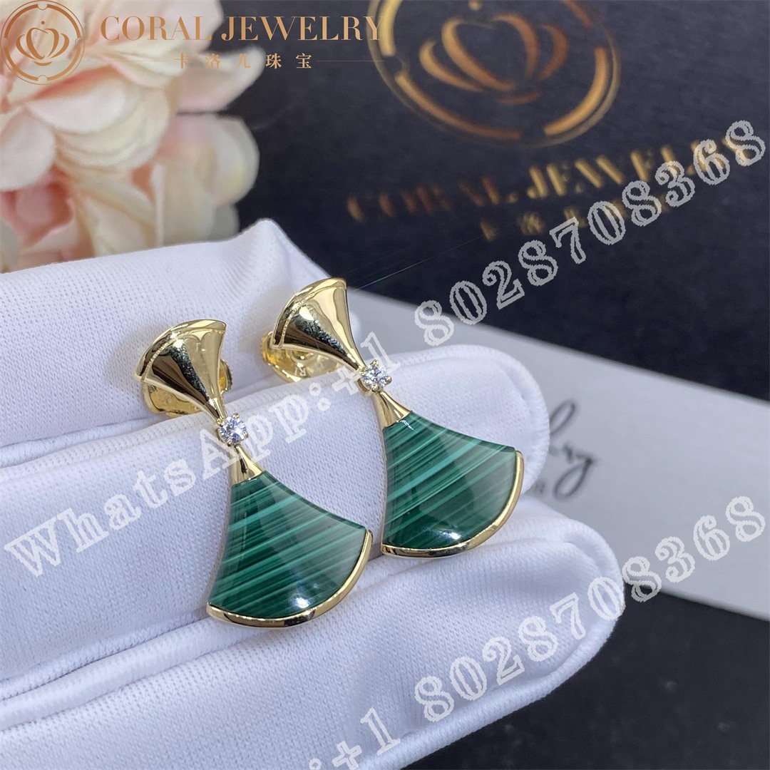 Bulgari Divas Dream Earrings Yellow Gold Diamonds With Malachite Ref 358128 Coral (2)