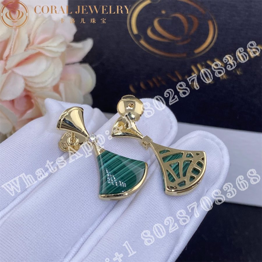 Bulgari Divas Dream Earrings Yellow Gold Diamonds With Malachite Ref 358128 Coral (4)