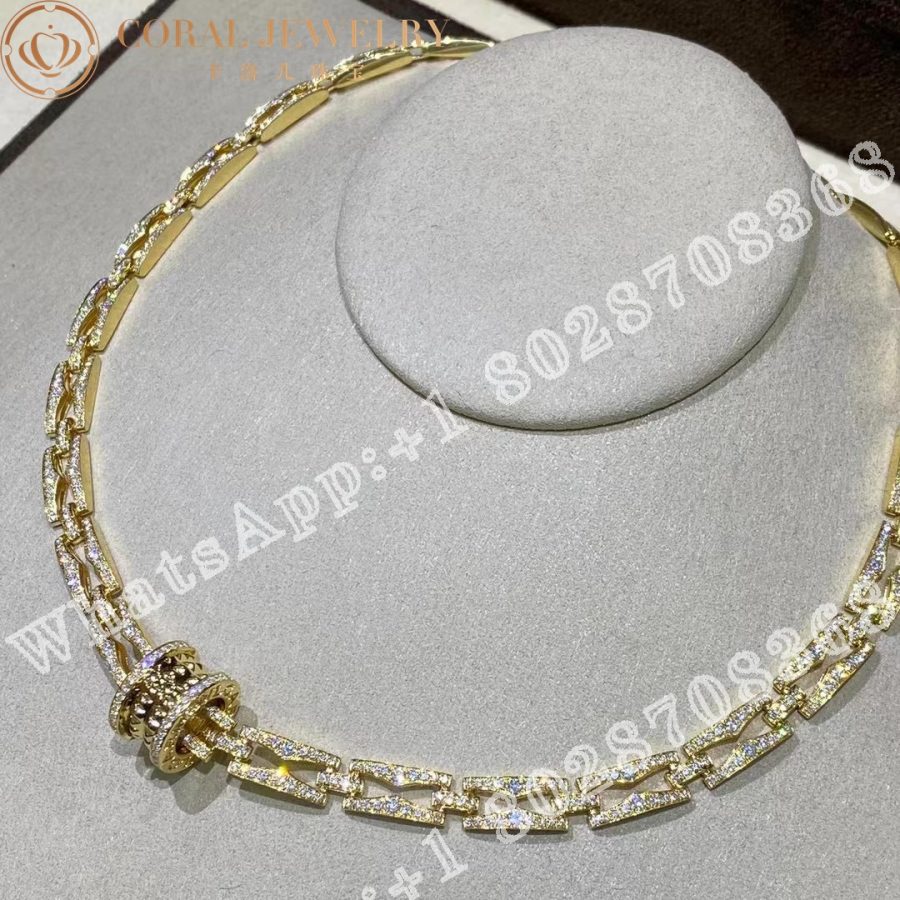 Bulgari B Zero1 Rock Chain Necklace In 18 Kt Yellow Gold With Pave Diamonds Ref 360212 Coral (4)