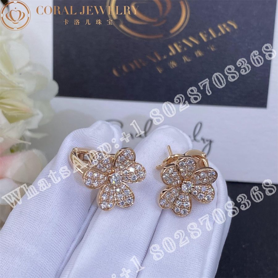 Van Cleef Arpels Frivole Earrings Small Model Rose Gold Diamond Vcarp7rm00 Coral (2)