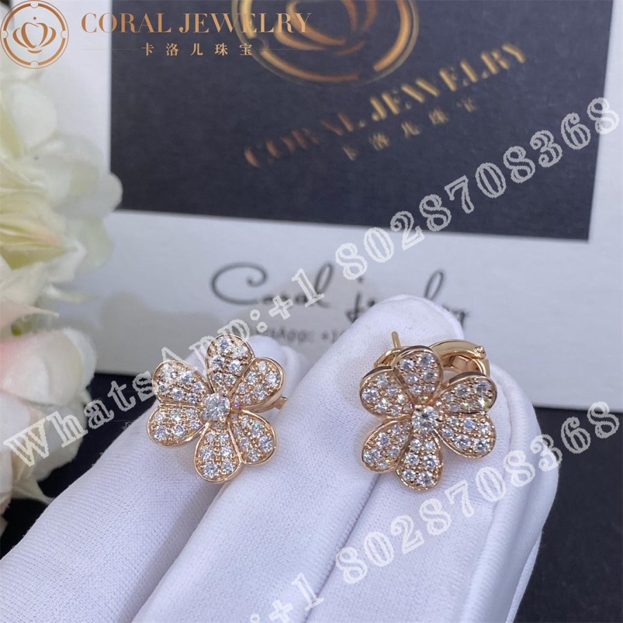 Van Cleef Arpels Frivole Earrings Small Model Rose Gold Diamond Vcarp7rm00 Coral (3)