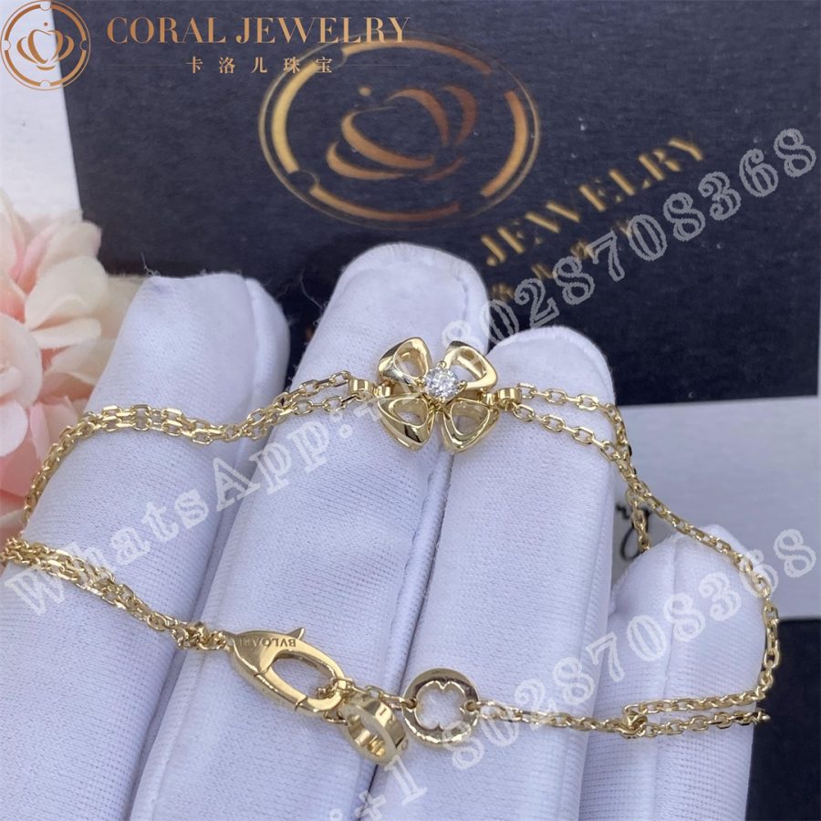 Bulgari Fiorever 18 Kt Yellowgold Bracelet Set With A Central Diamond Coral (5)