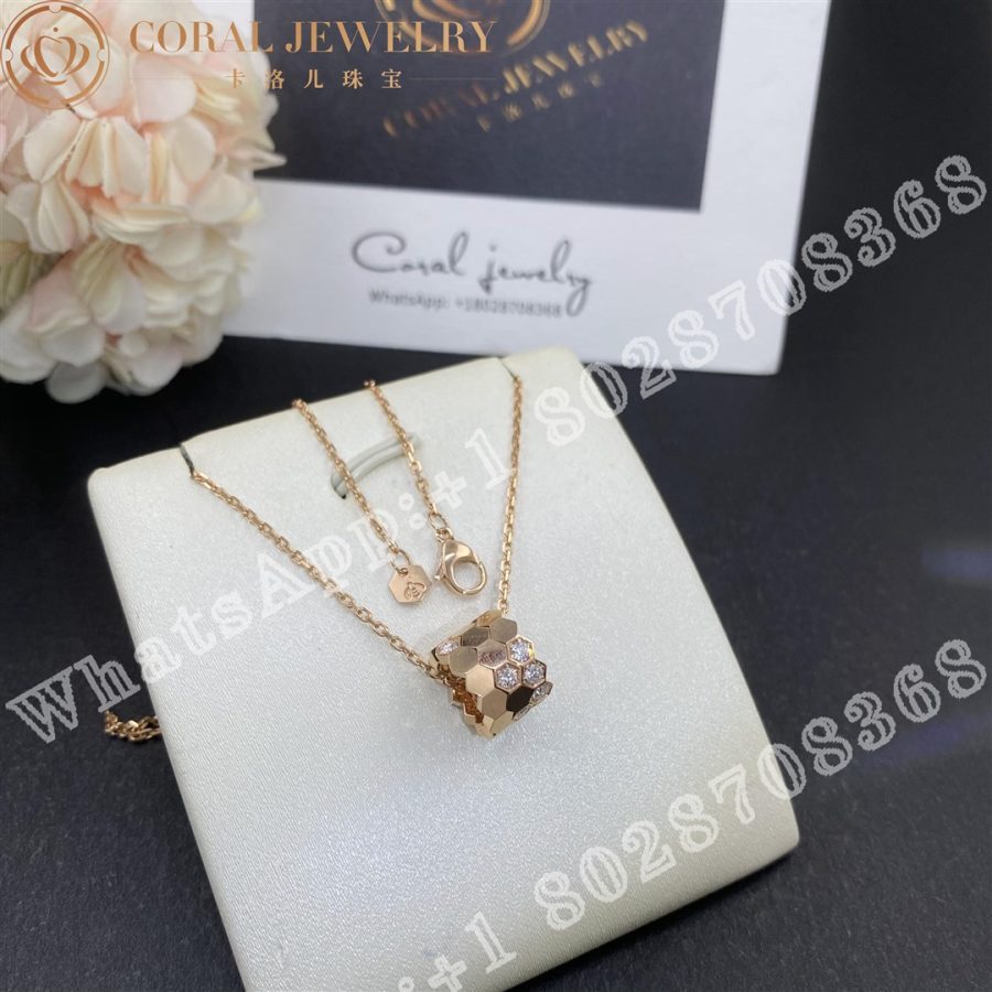 Chaumet Bee My Love Pendant Medium Model Rose Gold Diamonds Coral (4)