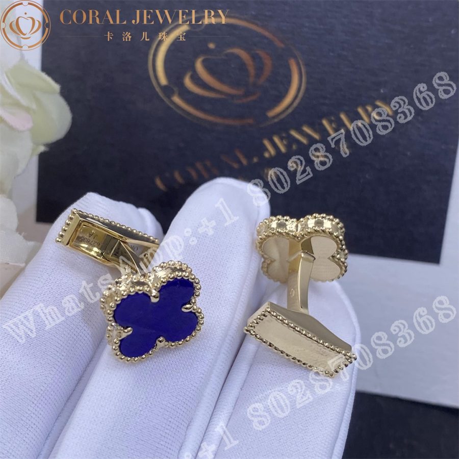 Van Cleef Arpels Gold And Lapis Lazuli Alhambra Cufflinks Coral (1)