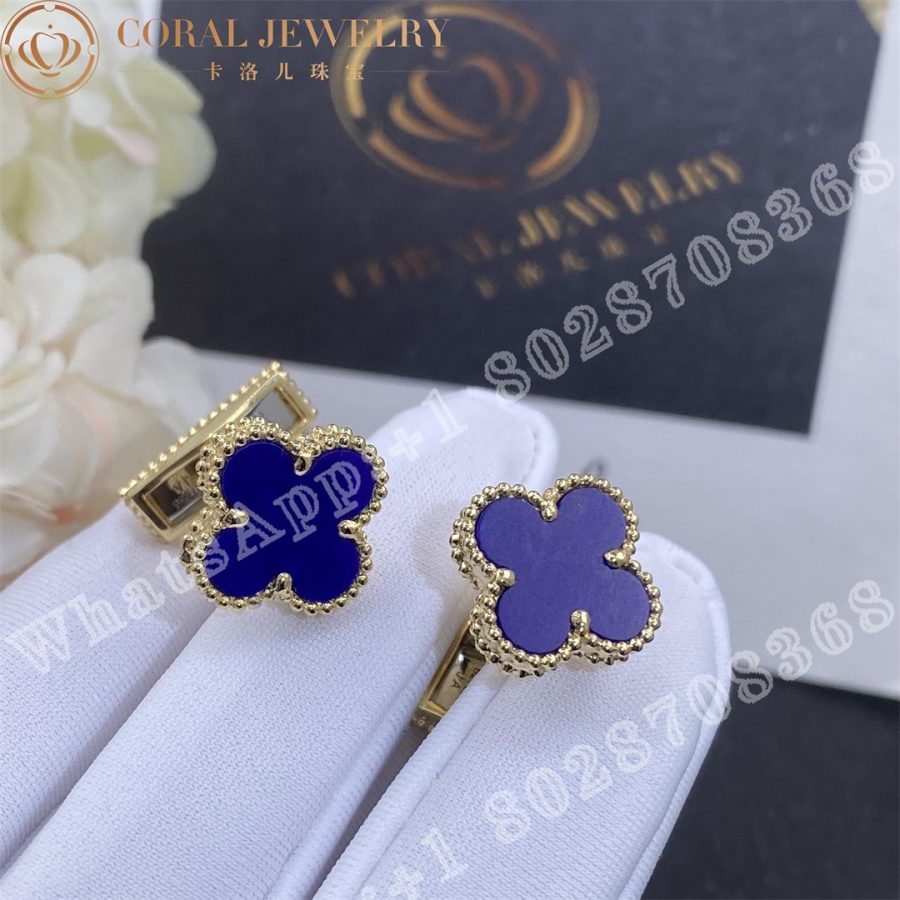 Van Cleef Arpels Gold And Lapis Lazuli Alhambra Cufflinks Coral (5)