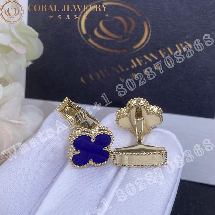 Van Cleef Arpels Gold And Lapis Lazuli Alhambra Cufflinks Coral (6)