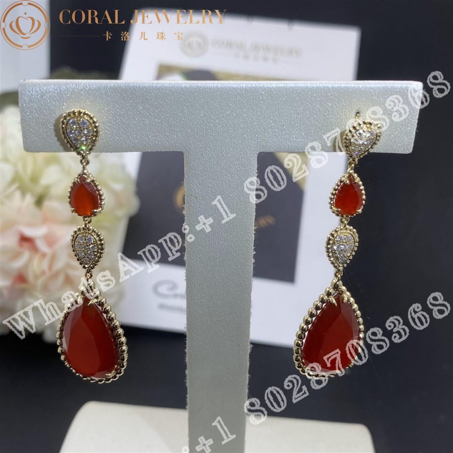 Boucheron Serpent Boheme Couleur Yellow Gold Carnelian Diamond Earrings Jco01367 Coral (14)