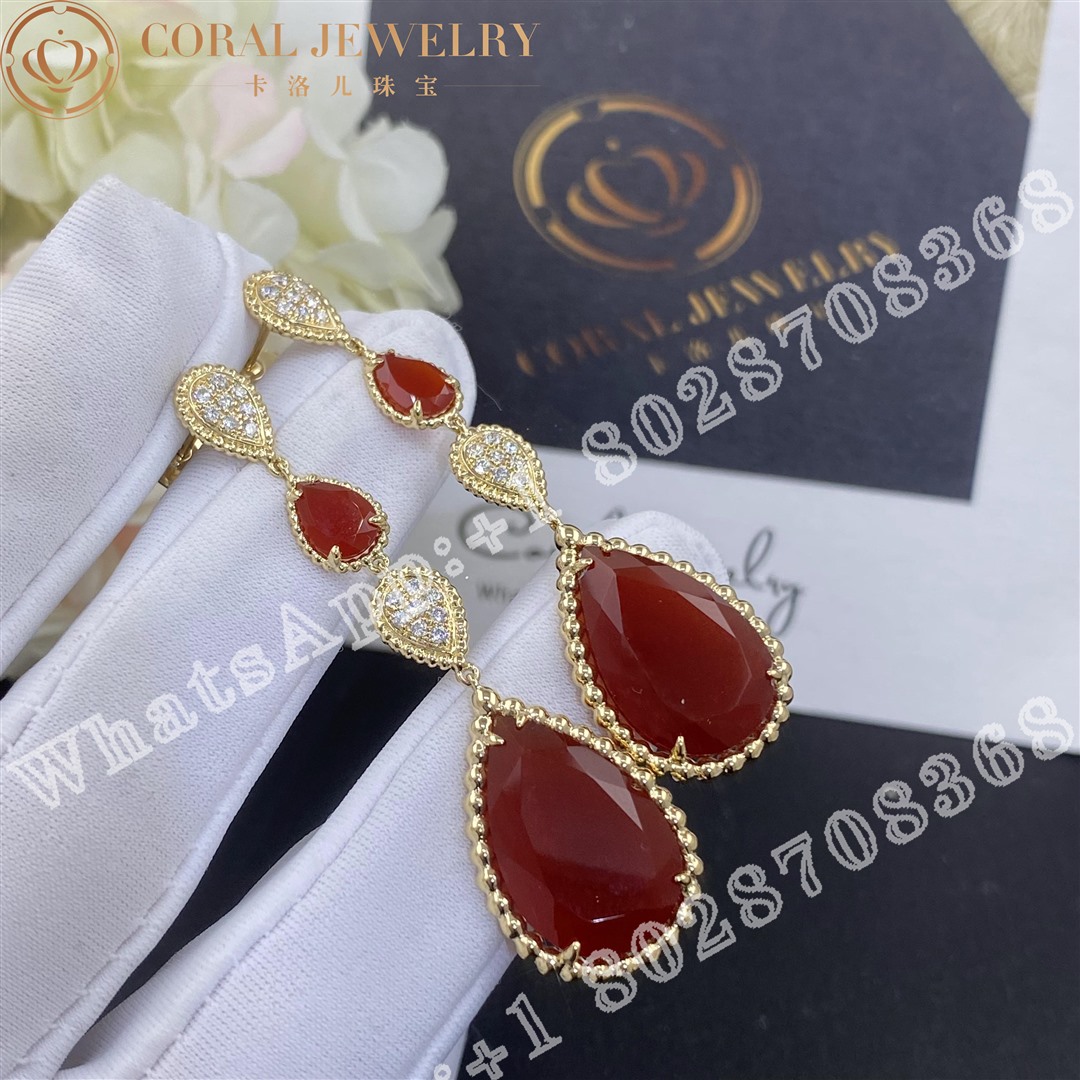 Boucheron Serpent Boheme Couleur Yellow Gold Carnelian Diamond Earrings Jco01367 Coral (2)