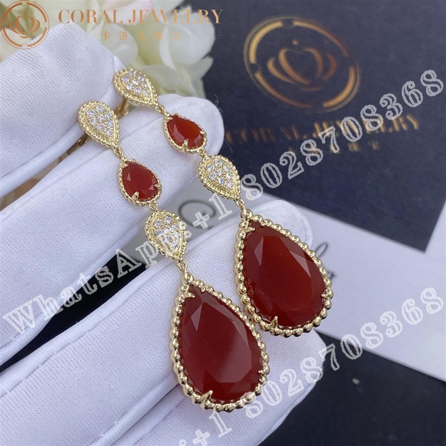 Boucheron Serpent Boheme Couleur Yellow Gold Carnelian Diamond Earrings Jco01367 Coral (5)