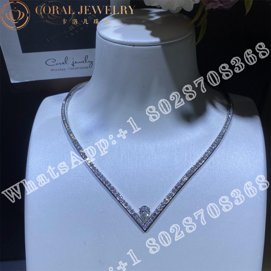 Chaumet Josephine Aigrette Necklace White Gold Diamonds 084095 Coral (10)