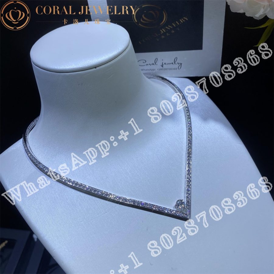 Chaumet Josephine Aigrette Necklace White Gold Diamonds 084095 Coral (11)