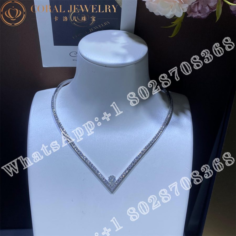 Chaumet Josephine Aigrette Necklace White Gold Diamonds 084095 Coral (7)