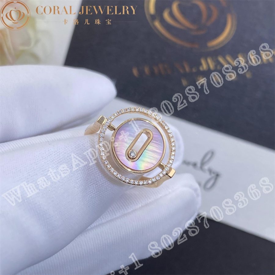 Messika Lucky Move Colour Rose Gold Ring With Pink Mother Of Pearl And Diamonds 11952 Pg Coral (3)