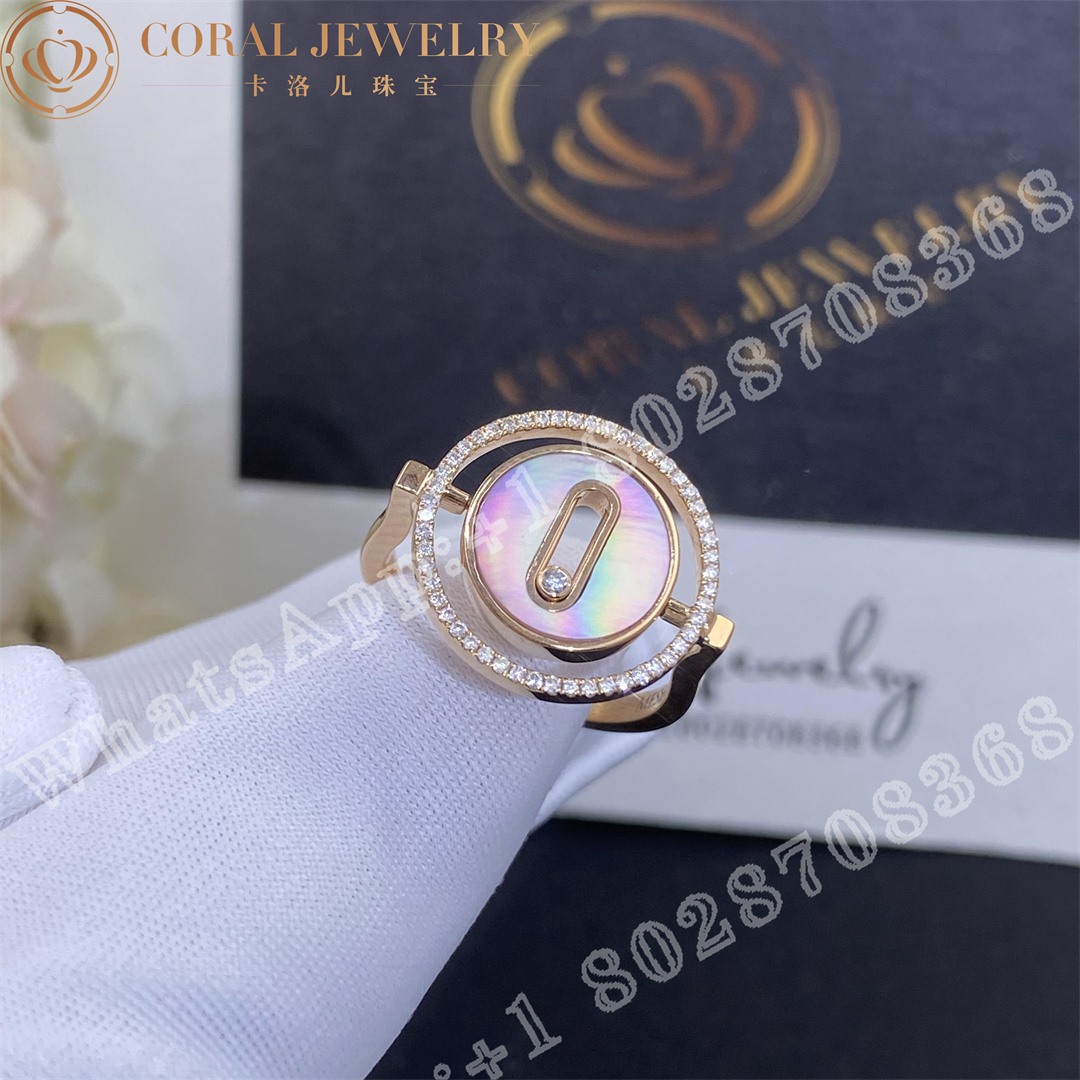 Messika Lucky Move Colour Rose Gold Ring With Pink Mother Of Pearl And Diamonds 11952 Pg Coral (4)