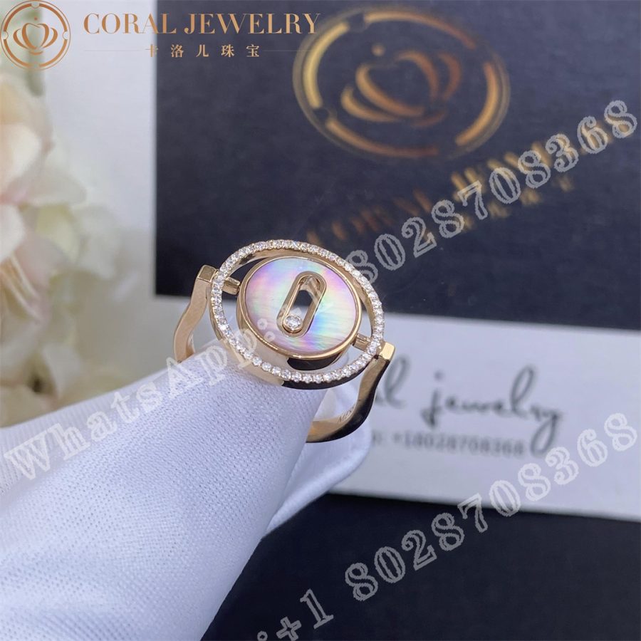 Messika Lucky Move Colour Rose Gold Ring With Pink Mother Of Pearl And Diamonds 11952 Pg Coral (6)