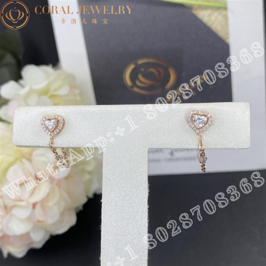 Messika Joy Coeur 0 15 Carat Single Diamond Chain Earring Pink Gold Diamond Earrings 11557 Pg Coral (6)