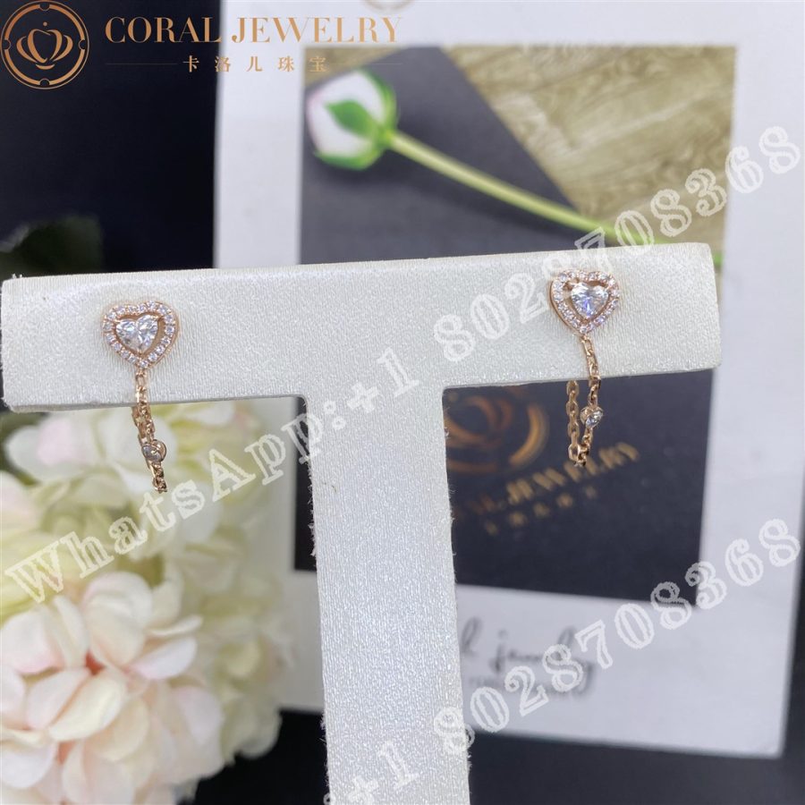 Messika Joy Coeur 0 15 Carat Single Diamond Chain Earring Pink Gold Diamond Earrings 11557 Pg Coral (8)