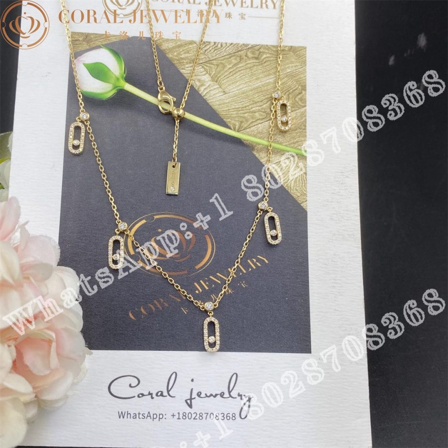 Messika Move Uno Pave Drop Pendant Choker Yellow Gold Diamond Necklace 12150 Yg Coral (4)