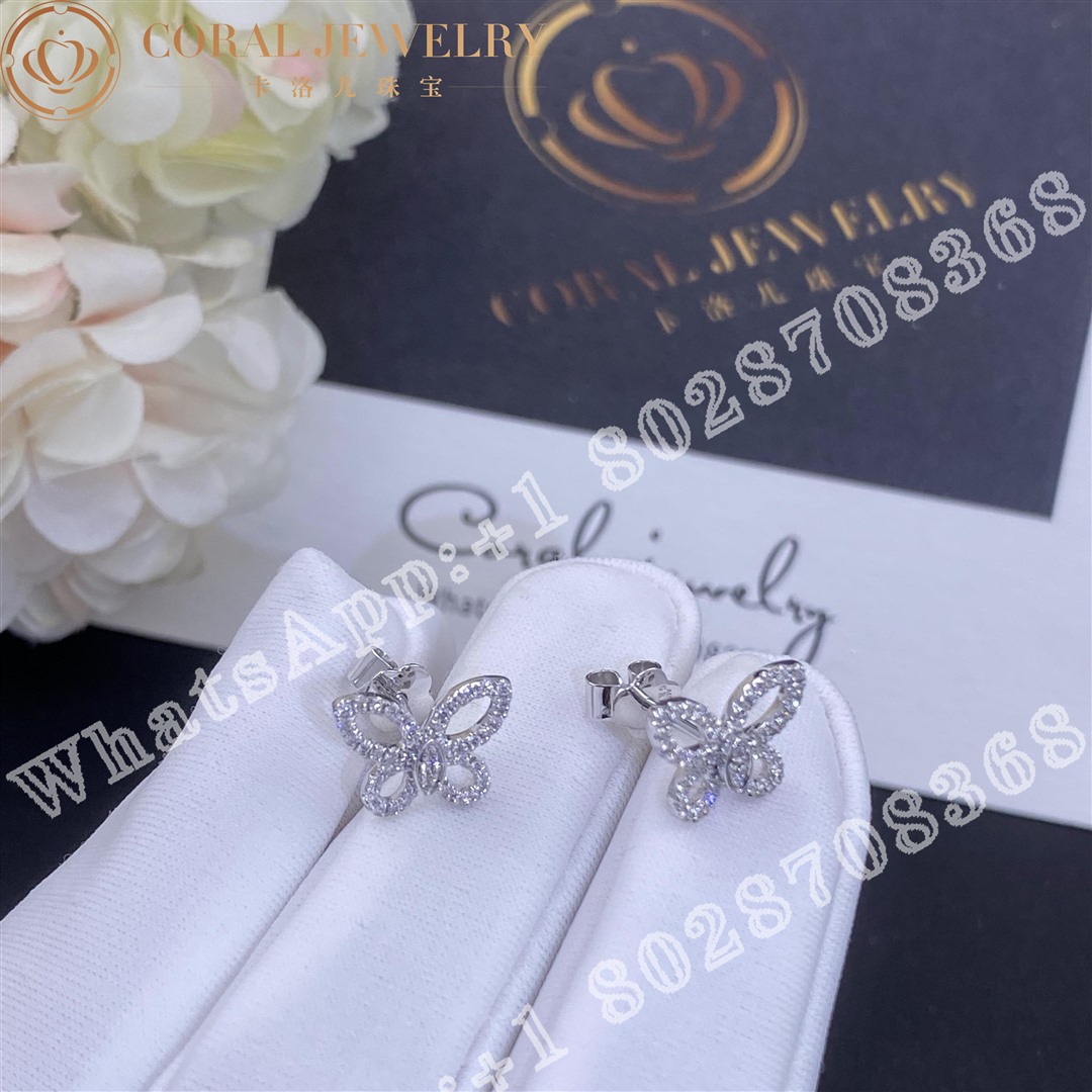 Graff Mini Butterfly Silhouette Diamond Earrings Coral (2)