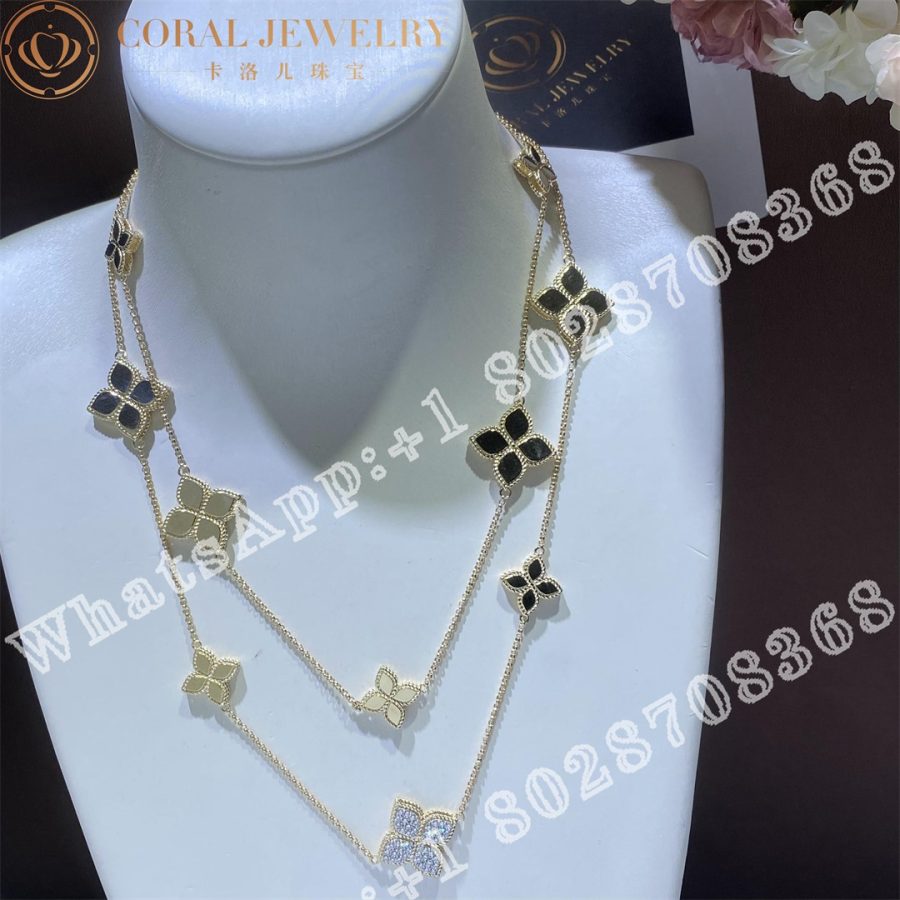 Roberto Coin Princess Flower 18ct Yellow Gold 0 45ct Diamond Necklace Adr777cl0650 Yw Coral (3)