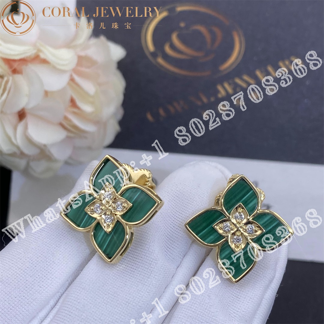 Roberto Coin Venetian Princess Earrings With Diamonds And Malachite Coral (1)